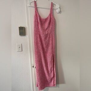 Abercrombie & Fitch Pink Floral Midi Dress Side Slit Small Petite SP